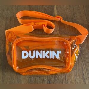 Dunkin Donuts Clear Orange Vinyl Fanny Pack Festival Bag NWOT